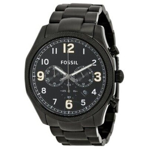 Watch strap Fossil FS4864 Stainless steel Black 24mm